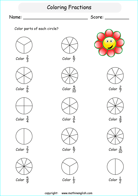 Ejercicios de Fracciones para Colorear | Juegos COKITOS