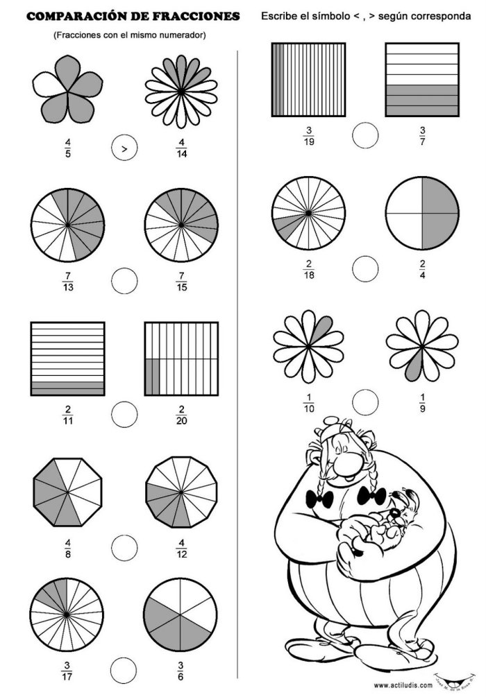 Ejercicios De Fracciones Para Colorear Juegos Cokitos