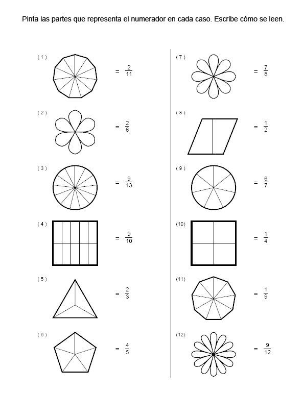 Ejercicios de Fracciones para Colorear | Juegos COKITOS