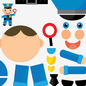 juego de construcción para crear un policía con sus partes