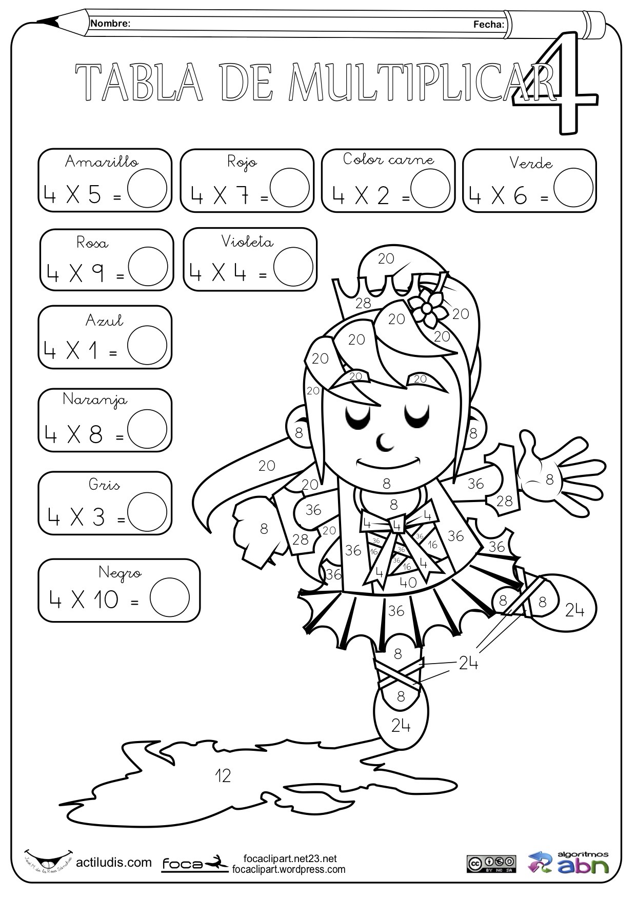 Dibujos Para Colorear Con Multiplicaciones