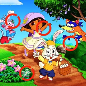 juego online de buscar diferencias con Dora en Pascua