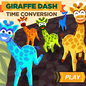juego de carrera de jirafas para aprender el reloj