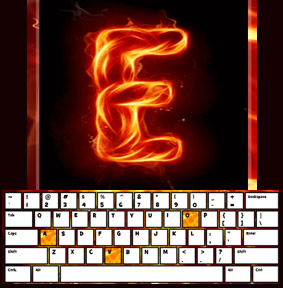 juego de letras y mecanografía de fuego