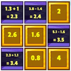 juego de sumas y restas con números decimales online