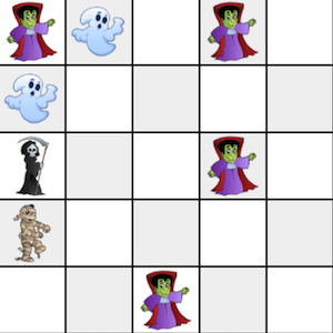 copiar la cuadrícula de Halloween actividad visual