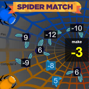 spider match juego de arcademics de sumas y restas de números enteros