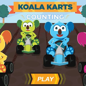 carrera de karts con koalas: contar hasta 10