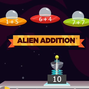juego online de math space invaders con sumas