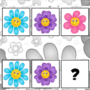 juego educativo con secuencias lógicas de flores de colores