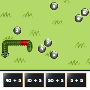juego de divisiones divertidas para niños con la serpiente snake