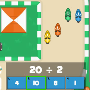 juego matemático carrera de divisiones para 4 jugadores