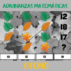 juego de acertijos matemáticos de otoño