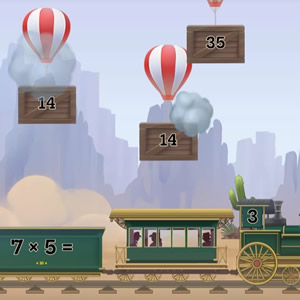 juego del tren de las tablas de multiplicar del número 7