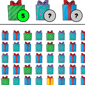 juego de matemáticas contar regalos en navidad