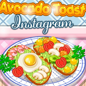 juego de preparar una tostada de aguacate y publicar en instagram