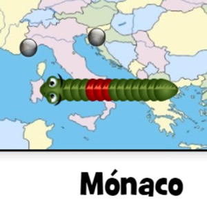 juego de snake con mapa y países de Europa
