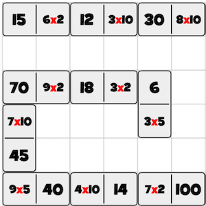 juego de dominó matemático con multiplicaciones