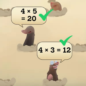 juego de la tabla de multiplicar del número 4