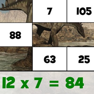 puzzles online de multiplicaciones con dinosaurios