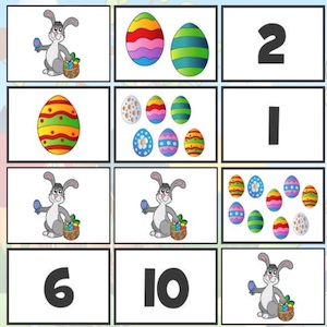 contar huevos pascua y hacer parejas