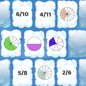 juego de memoria de fracciones para hacer parejas matemáticas online