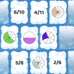 juego de memoria de fracciones para hacer parejas matemáticas online