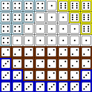 juego de colorear mosaicos según los números de los dados