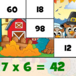 Puzzles de Multiplicación en Acción de Gracias
