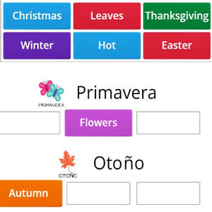 juego de vocabulario en inglés de las estaciones del año