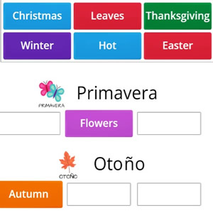 juego de vocabulario en inglés de las estaciones del año
